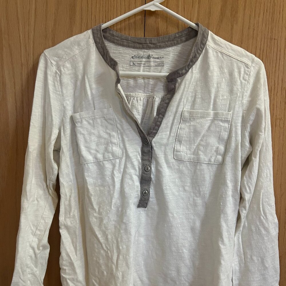 Women's Eddie Bauer Small White Henley